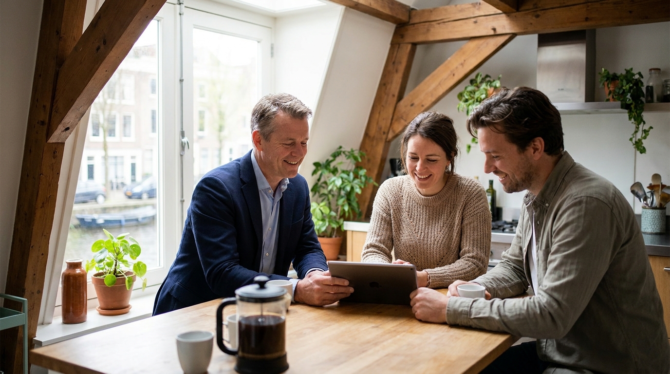 Energieadviseur bespreekt het aanvragen van een energielabel