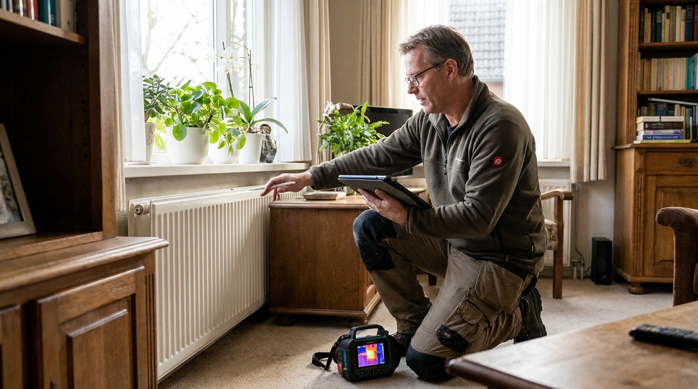 Energieadviseur neemt woning op voor een nieuw energielabel in EP-Online